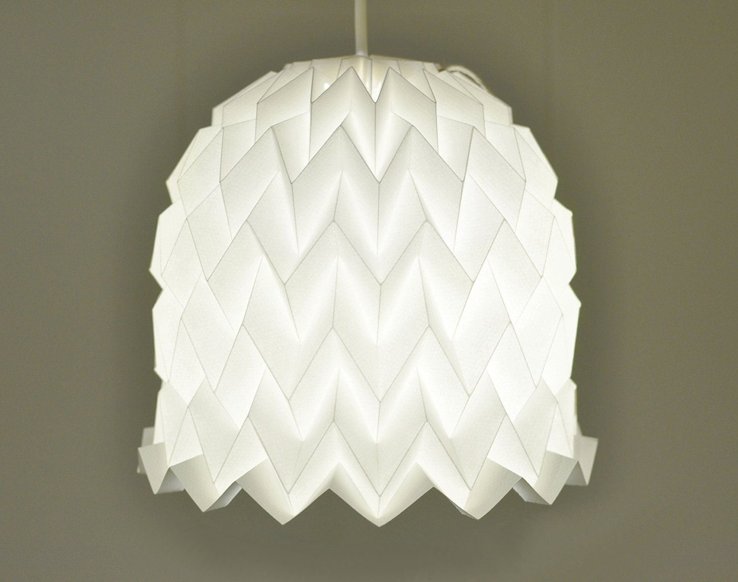 Bell: Origami Paper Lamp Shade / Lantern - White
