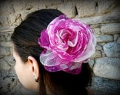 Pink Flower hair, Bridesmaid hair accessory,  Bridal Fascinator,Flower puff clip