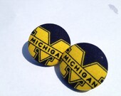 Fabric Button Earring- Michigan Wolverines Football..