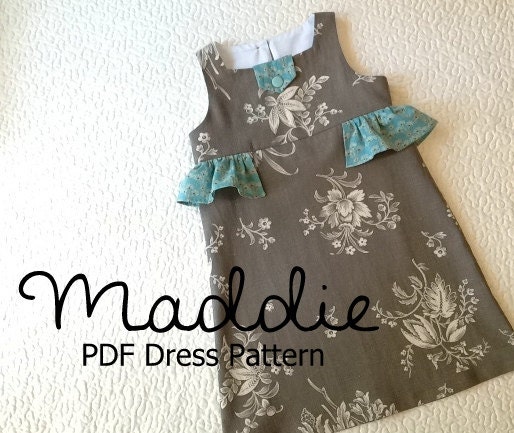 Maddie - Girl's Ruffled Dress PDF Pattern. Girl Kid Toddler Child Sewing Pattern. Easy Sew Sizes 12m-10 included