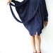 NO.57 Dark Blue Cotton-Blend Oversize Sweater With Infinity Scarf  Cocoon Tunic Dress