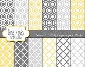 light yellow and gray modern digital scrapbook papers