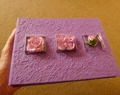 handmade notebook, diary, journal, sketch book, scrapbook, guestbook, photo album, mulberry paper cover with 3D flowers - purple rose