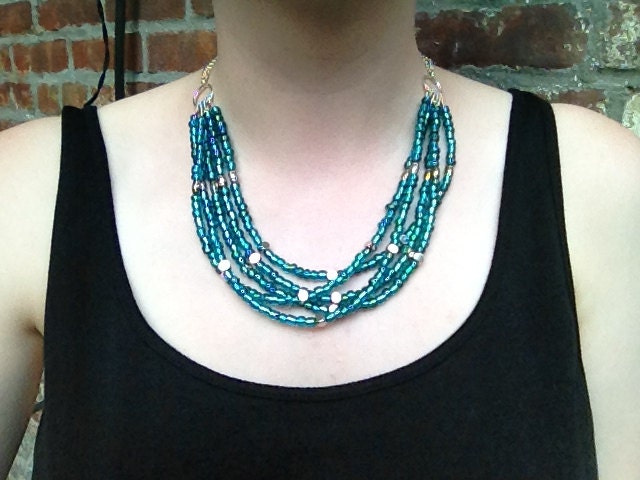 Aqua and Silver Necklace