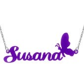 Personalized Name Necklace (Order Any Name and Favorite color)-Silver chain