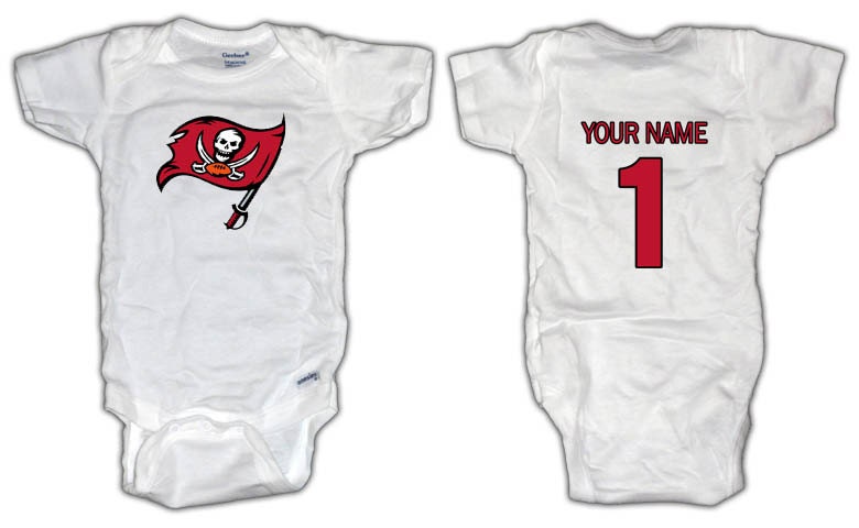 Football Tampa Bay Bucs ONESIE with custom name. Baby/Toddler sizes.