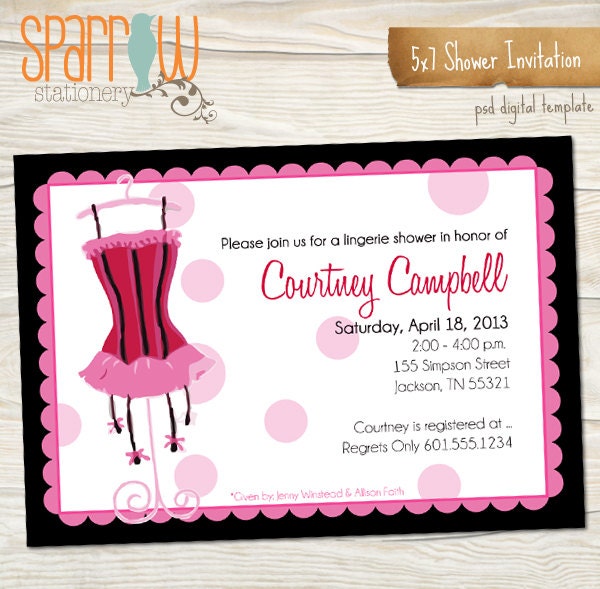 Lingerie Shower Invitation Sweet And Sexy By Sparrowstationery 