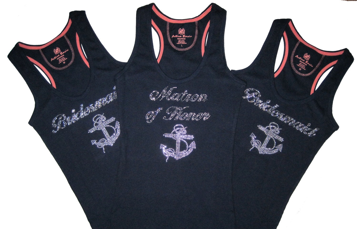 NAUTICAL WEDDING. Bride Lace Tank Top Shirt with Anchor Image. Bride. Bridesmaid. Maid of Honor. Matron of Honor. Mother of the Bride.