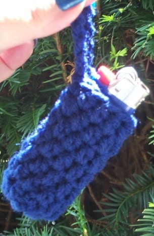 Lighter holder keychain NAVY BLUE