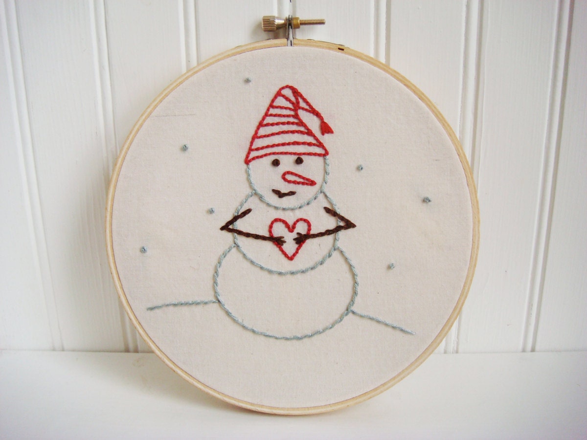 snowman hand embroidery pattern