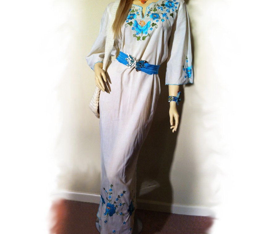 Mexican Embroidered Floral Maxi