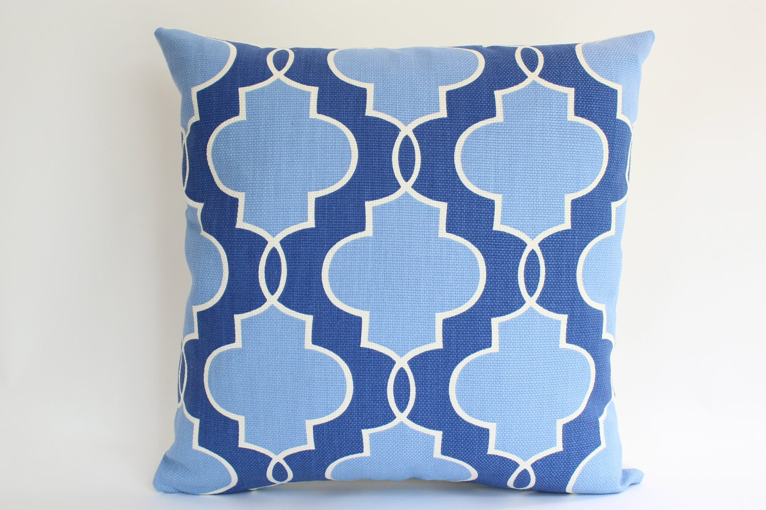 Decorative Designer Pillow Covers in Blue Geometric Pattern, 20x20, Set of 2