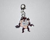 Tasmanian Devil enamel clip charm, zipper pull, backpack, cell phone,  purse clip, bracelet, necklace or scrapbooking.