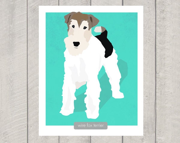 Wire Fox Terrier Art Print - Dog Art - 8x10