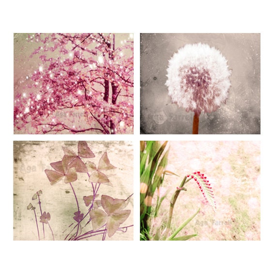 Instant Collection, 33% OFF, Glamour, FREE Worldwide SHIPPING, Pink Prints, Gardener Gift, Set of 4 - Shades of Pink, Nature Inspired