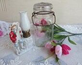 Antique Queen Jar Clear Quart Sized with Wire Bail and Glass Lid