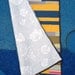 Geometric Stripe Quilt in Mustard Grey and Petrol Blue, Lap Quilt