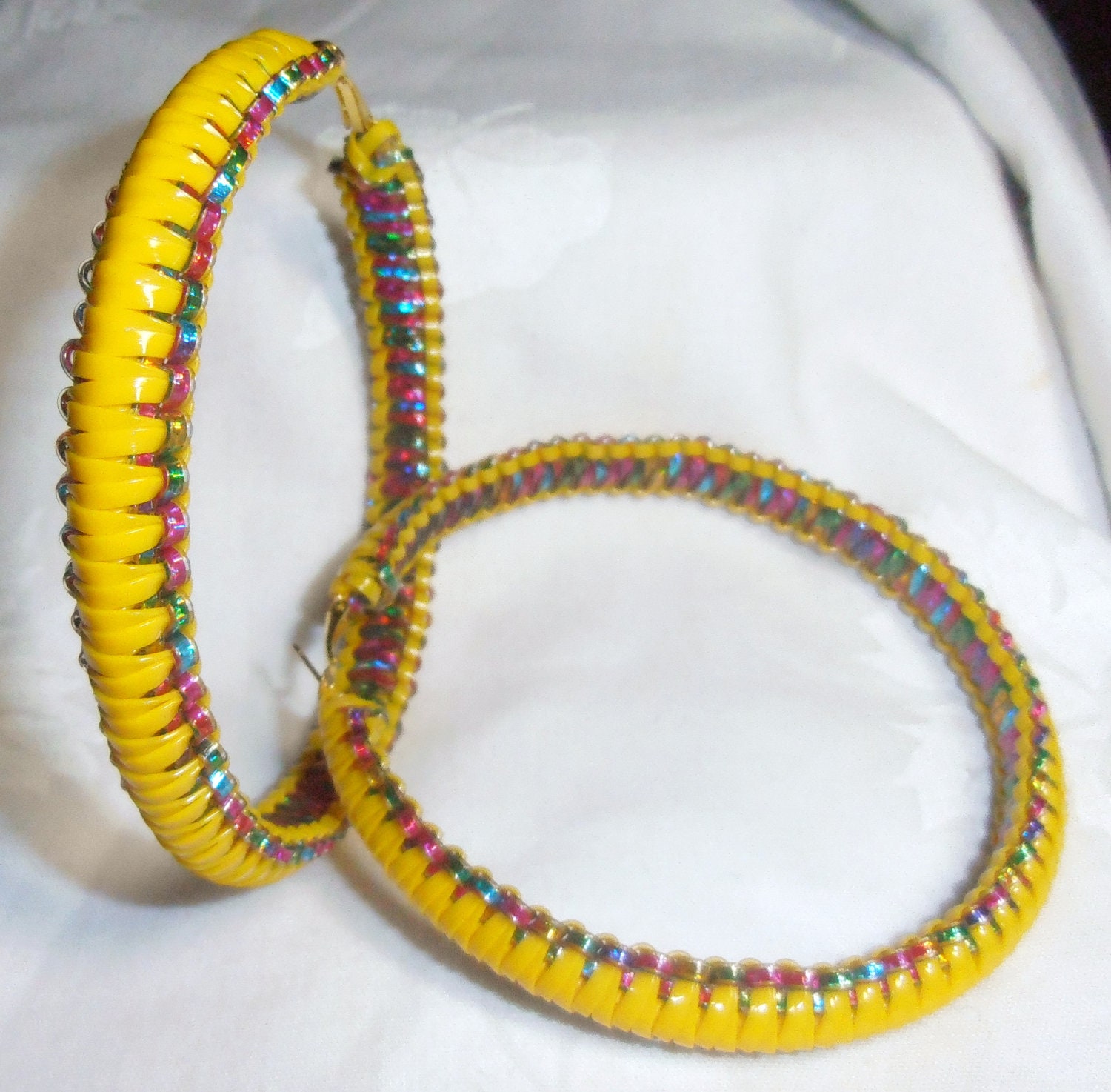King COBRA Lemonade Yellow and TYE-DYE Hoop Earrings