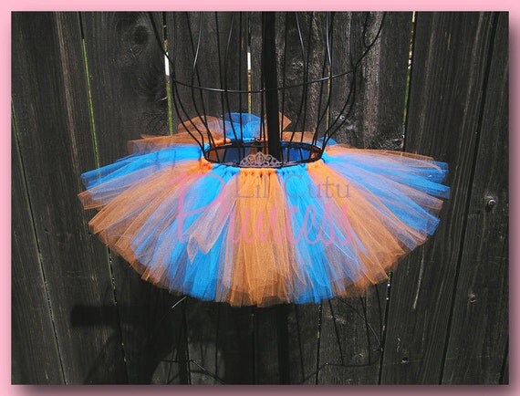 Penelope - Orange and Turquoise Tutu - Spirit Wear - Birthday Tutu - Available in Infant, Toddler, Girls, Teenager and Adult Sizes