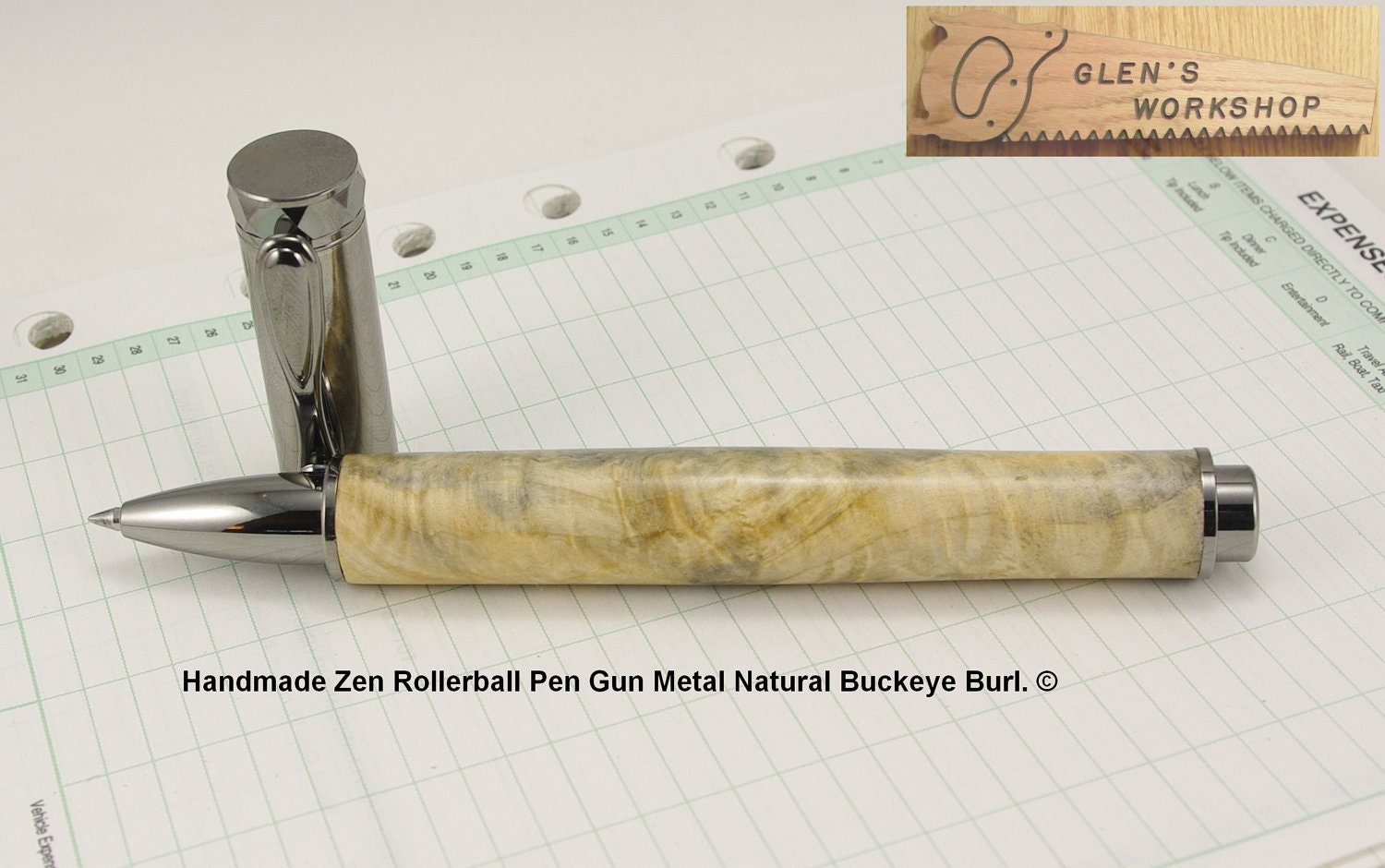 Zen Rollerball Pen Gun Metal, Buckeye Burl
