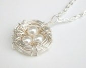 Bird Nest Necklace - Personalized Mom Necklace - Bird Nest Jewelry