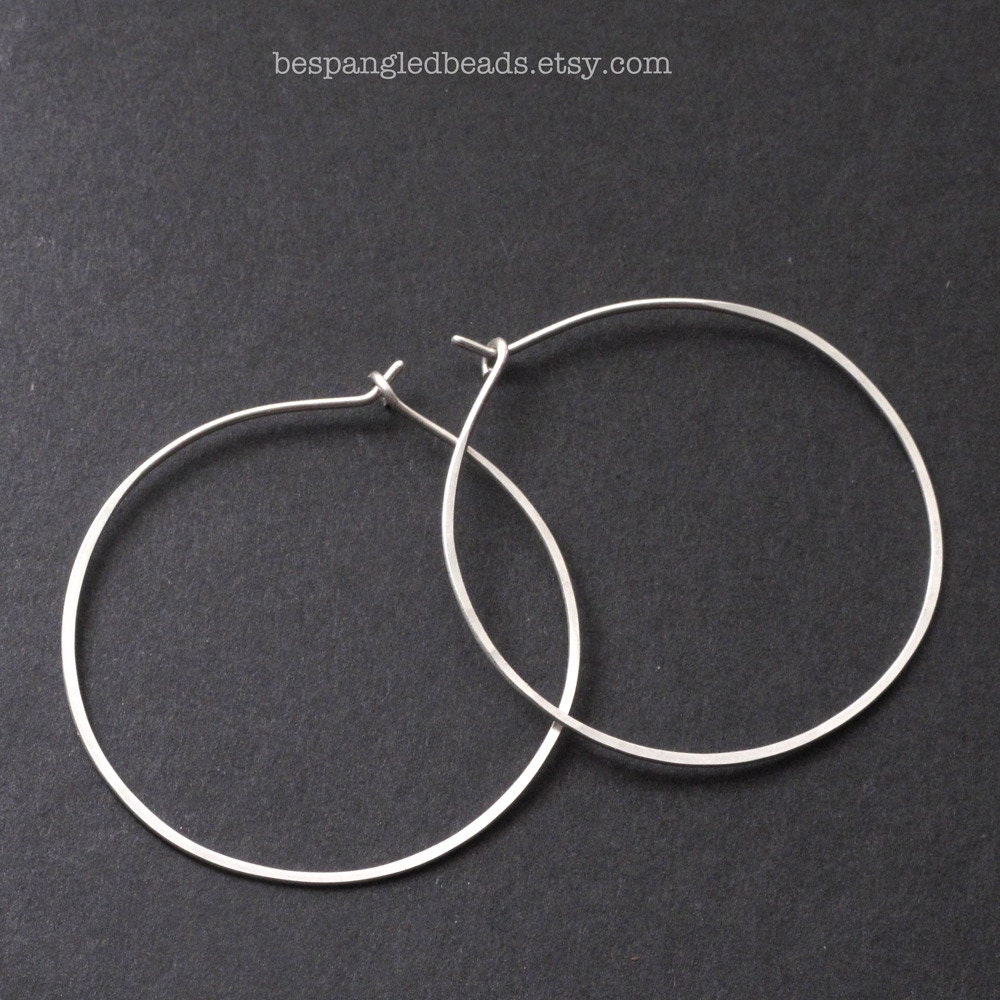 Handmade Hoop Earring Findings, Medium Round 14k Gold Filled or Sterling Silver Flattened 20 gauge Wire, Just Add Dangles