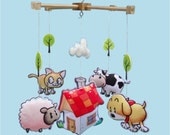 Cute farm animals" Design - Felt Baby Crib Mobile - Baby Mobile - Nursery Mobile - Custom Baby Mobile - CHOOSE your designs and colors