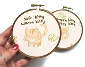 Soft Kitty Song Hand Embroidery Hoop Art : Big Bang Theory Embroidered Instant Collection - Kitten Nursery Decor