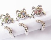 SALE - 4 Kitty Rings Buy 3 get 1 Free  - 4  Beautiful Cat rings with blue/green/pink/white crystals.