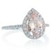 14K White Gold Pear Cut Morganite Engagement Ring Shape Diamond Halo Alternative Engagement Solitaire Wedding Anniversary Gemstone Ring