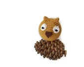 Brown Owl Rattle Woodland ornament Crochet animal bird Rattle Woodland Waldorf Nursery/Children's Room Decor Housewares Rattle