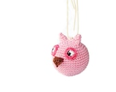 Pink Owl Rattle Woodland ornament Crochet animal bird Waldorf Nursery/Children's Room Decor Housewares Rattle