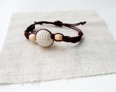 Bracelet Linen rustic bracelet Hemp wish bracelet Natural brown wood bead Simple Friendship Bracelet Ecofriendly jewelry