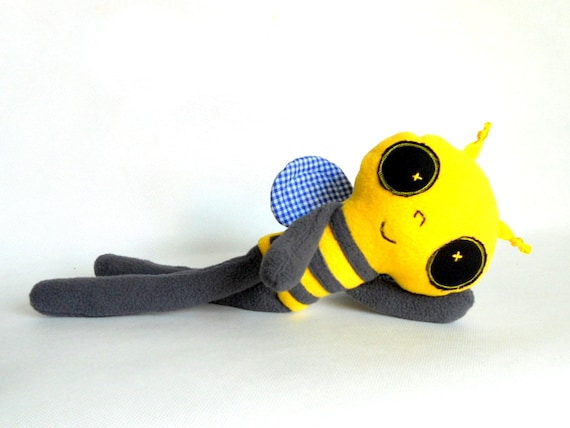 Stuffed animal Plush long Bee  Soft Safe Baby Toy for Children Polar Fleece Cotton