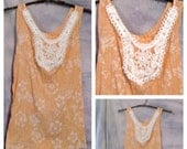 Orange Tangerine Dress Beach Gauze Sundress Cover Up Plus Size 1X 2X Womens Autumn Soutache Lace