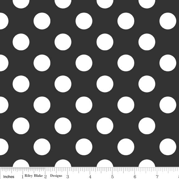 1/2 yard Riley Blake Dots - Black MEDIUM  - Black  / White
