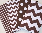Fat Quarter Bundle -  Riley Blake Chevron & Dots in Brown and White - 4 Fat Quarter Pieces (1 yard Total)