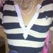 Cut up Striped Pin Up Blue and Beige Nautical striped Shirt White Collar Size Medium