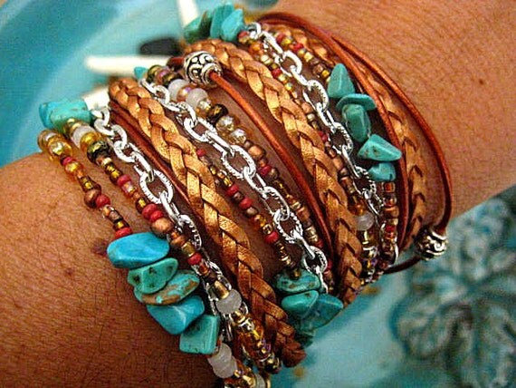 Boho Chic Endless Leather Wrap Beaded Bracelet SEDONA...."FREE SHIPPING"