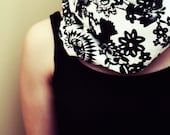 LIX PERLE: Fabric Cotton mod black/white Birds floral circular tube versatile infinity, MOD Birds Infinity Scarf