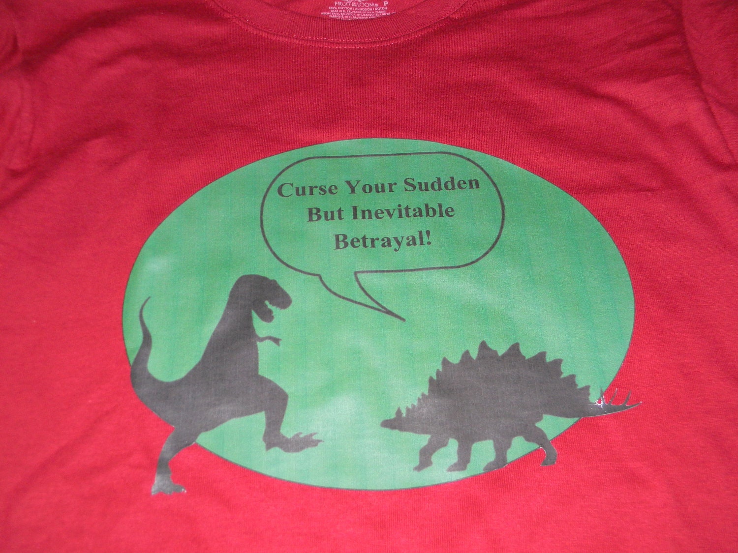 Inevitable Betrayal Dinosaur Long Sleeved T-Shirt. Firefly/Serenity Inspired. Customize To Size And Color.