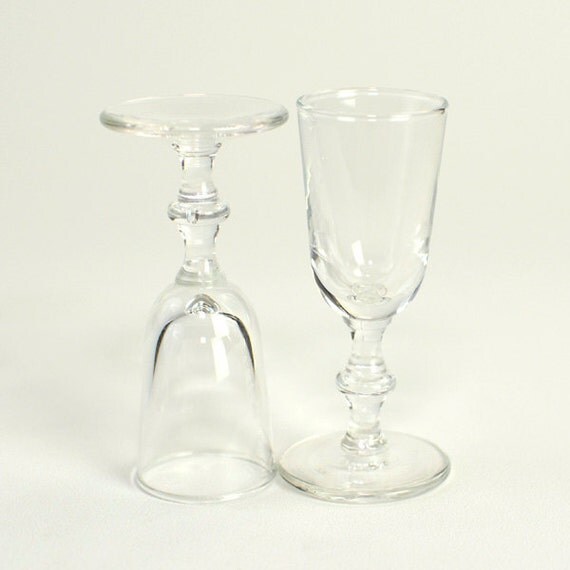 Miniature Stemmed Cordial Shot Glasses Clear by OneRustyNail