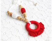 Nursing Necklace with ring by GerberaHandmade juniper beads  READY TO SHIP