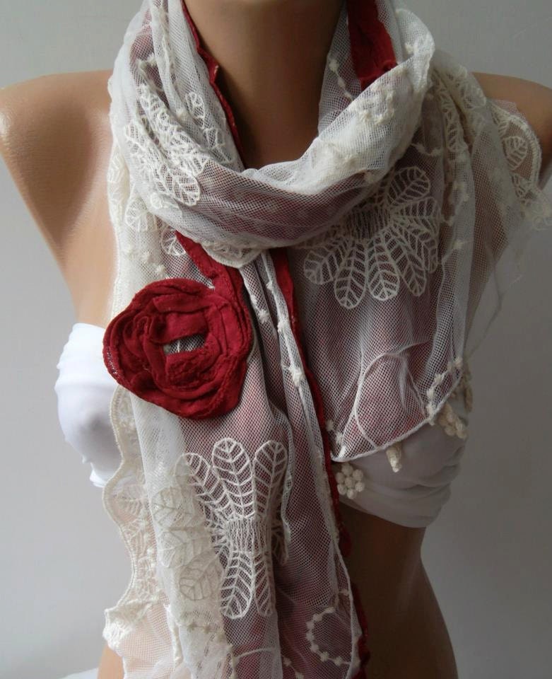 Shabby chic - Georgeus Scarf Elegance Scarf Feminine Scarf....Cotton and Tulle fabric.Mothers Day gift