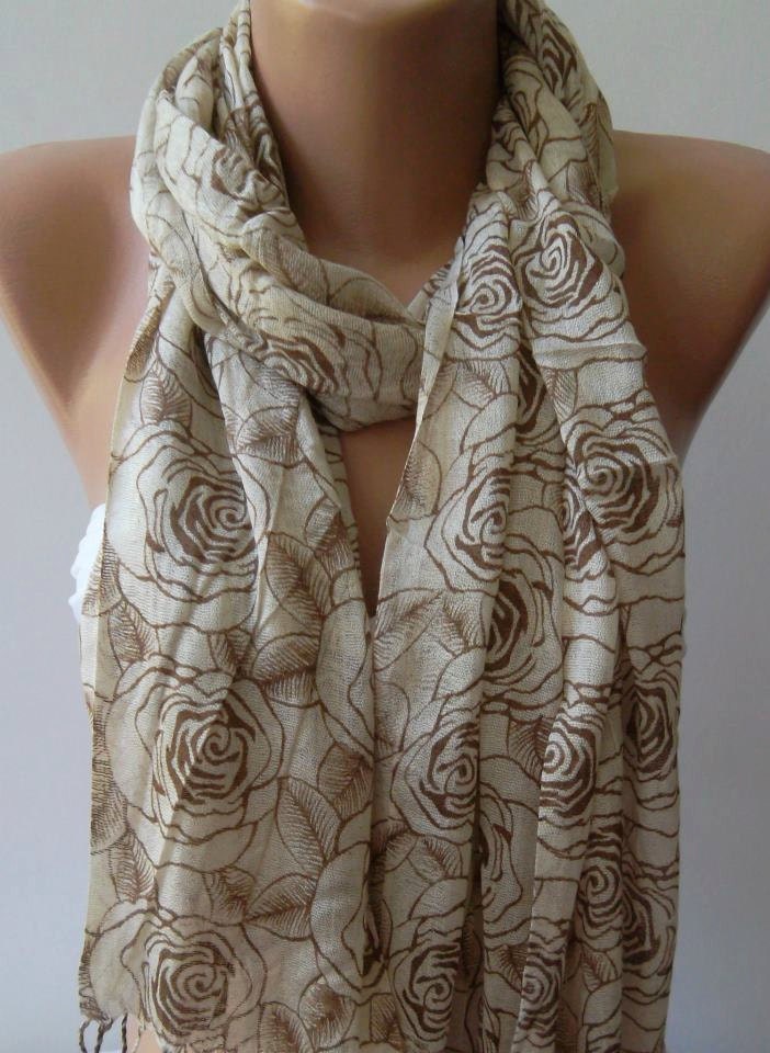 Shawl for Summer / Beige Shawl / Elegance Shawl / Scarf / soft and light