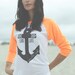 Live Life Anchored Boyfriend Baseball Tee Neon Orange