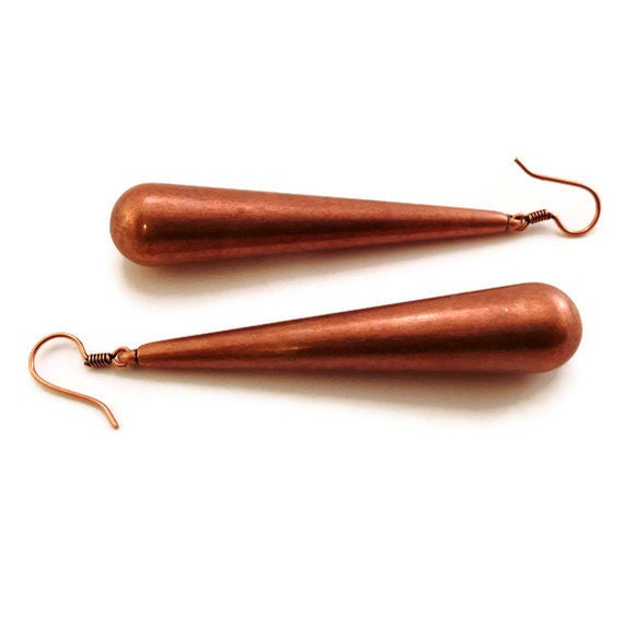 Antiqued Copper Earrings - Teardrop Earrings - Long Earrings - Drop Earrings - Dangle Earrings