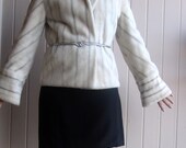 Creme Winter White Jacket with Soft White Tiger Stripe Size Medium FREE SHIPPING