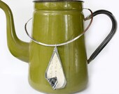 Upcycled Vintage Industrial Metal and Antique Letter Pendant on a Hoop Necklace