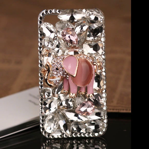 New 3D iPhone 5 4S 4G 3GS Elephant Case Rhinestone Clear Crystals transparent bling cover